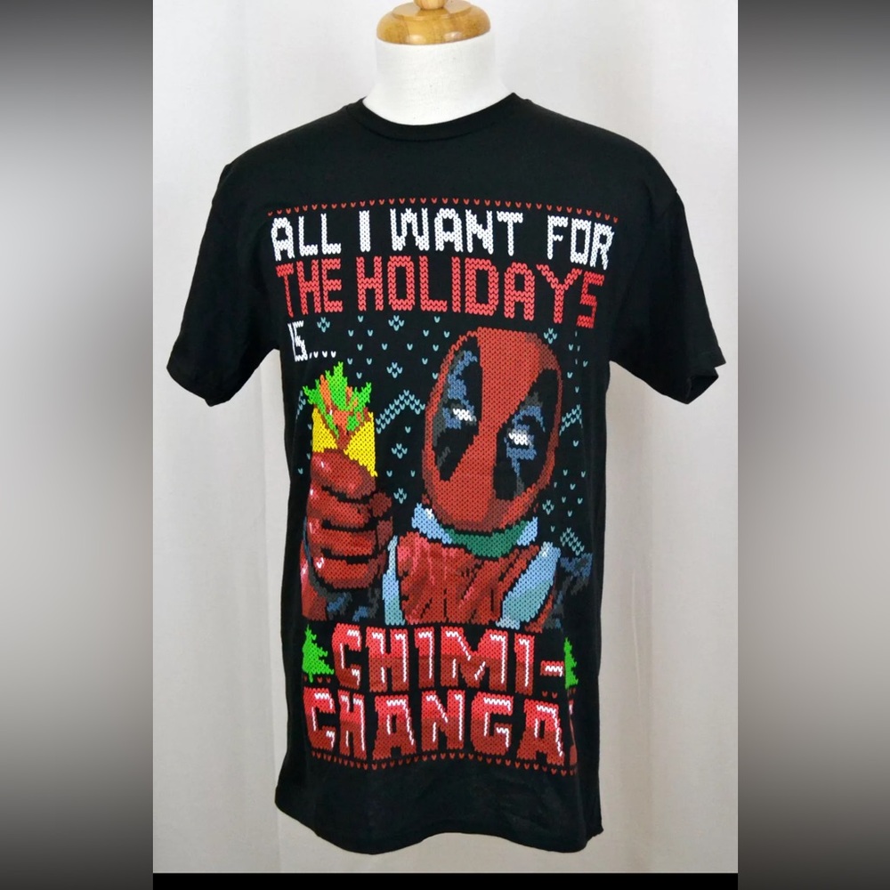 - Deadpool Christmas shirt by Marvel men’s size 3X black  in good condition